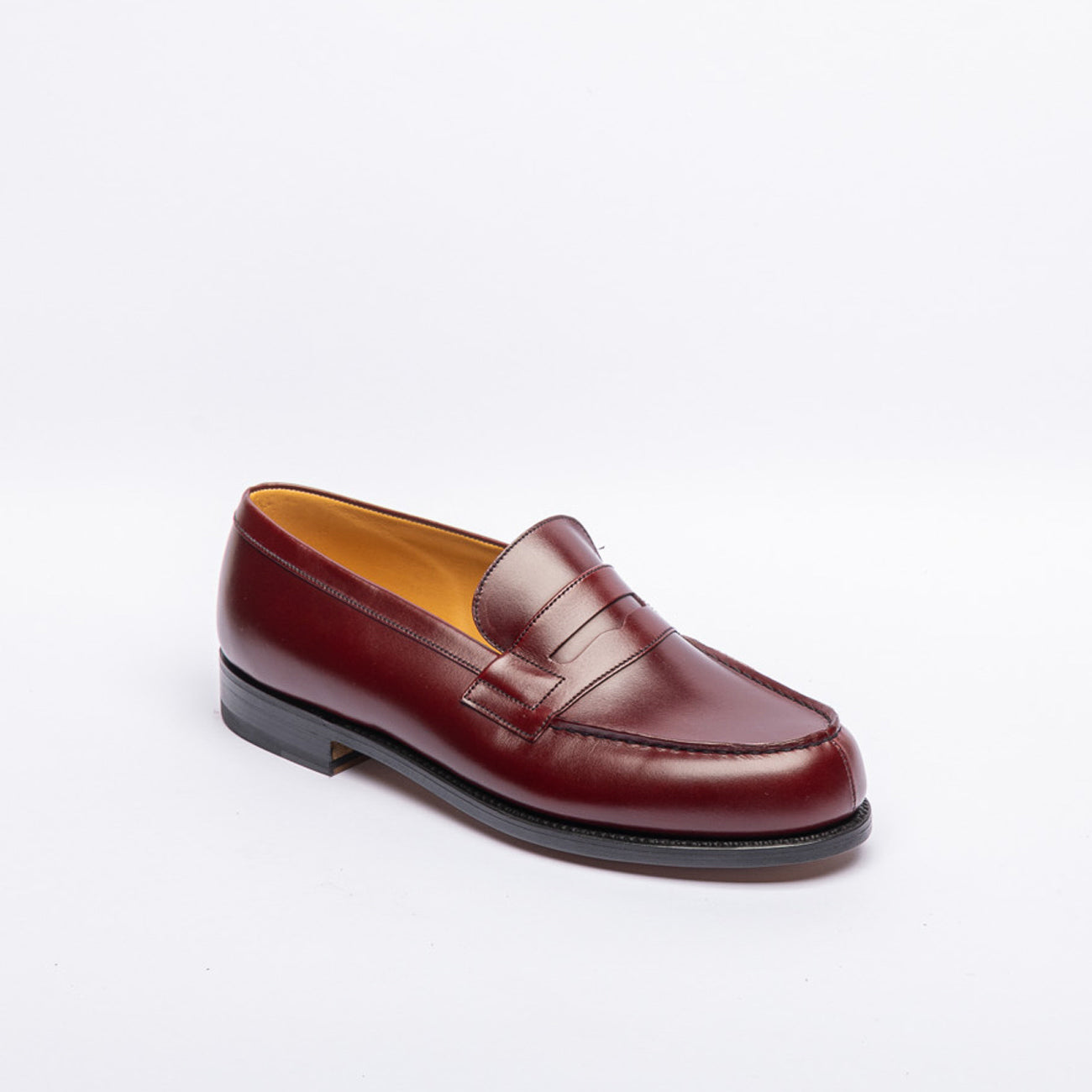 JM Weston 180 burgundy box calf loafer with leather sole JM Weston 180 burgundy box calf loafer with leather sole