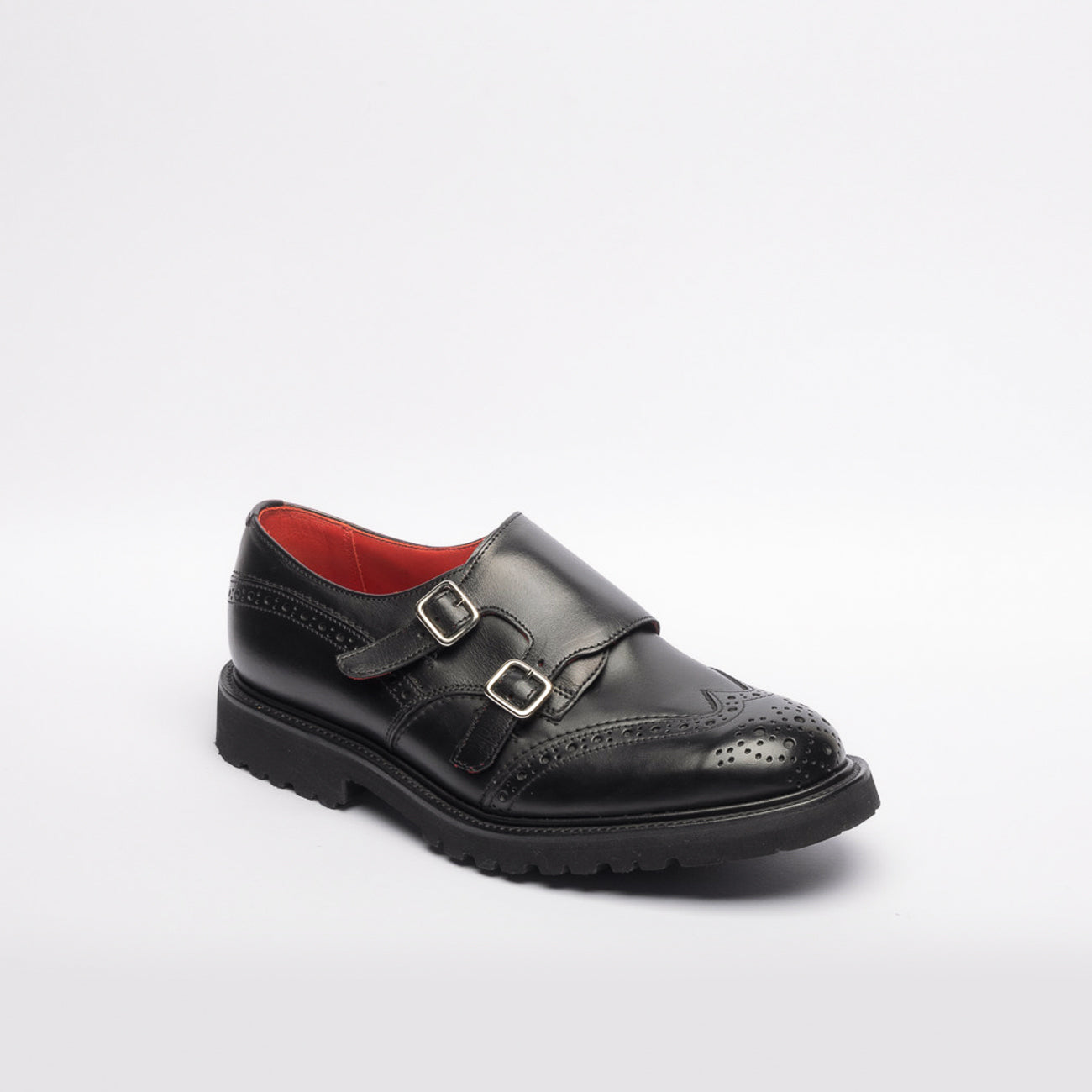 Leather Shoes Trickers Monk Strap Tricker's Todd Black Olivvia Calf