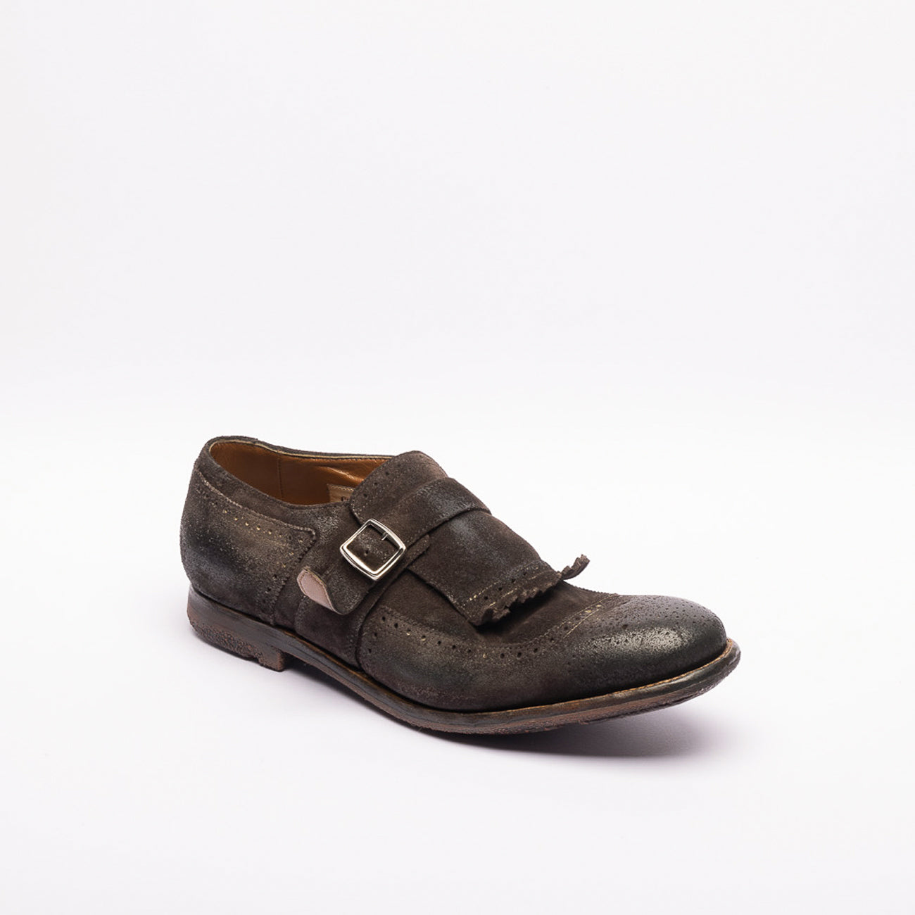 Church's Shanghai vintage brown suede calf monk strap shoe