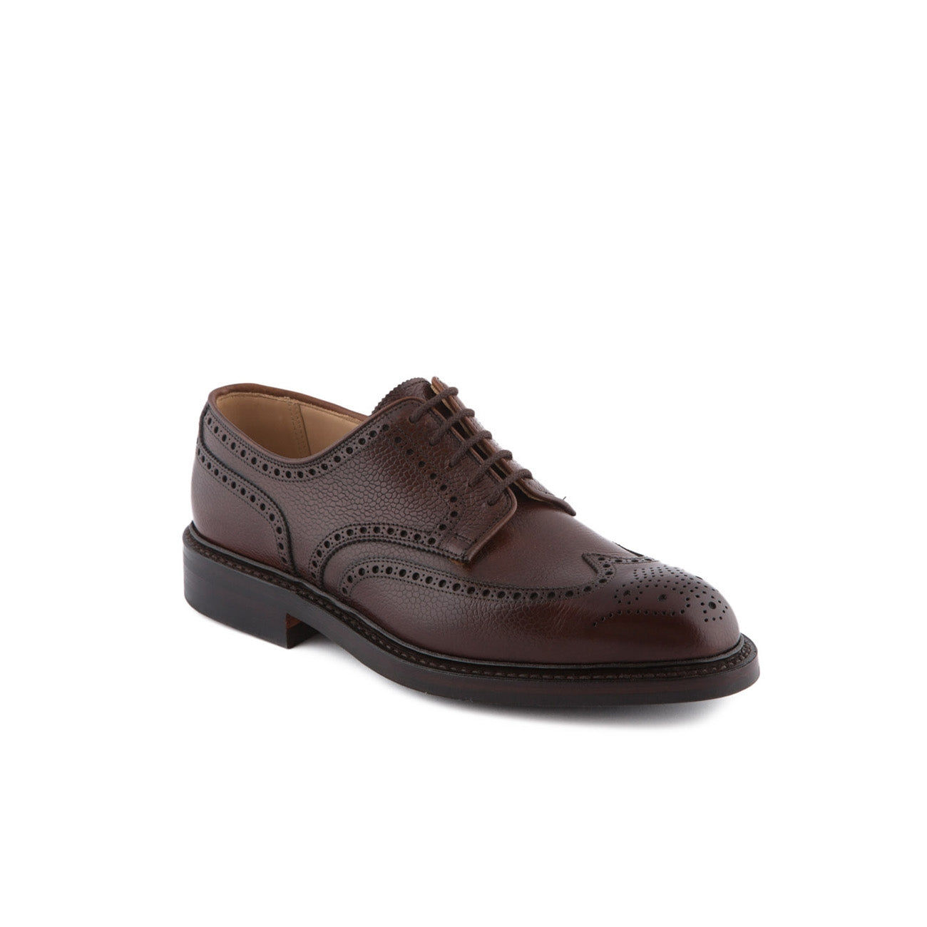 Crockett & Jones Pembroke dark brown scotch grain calf derby shoe