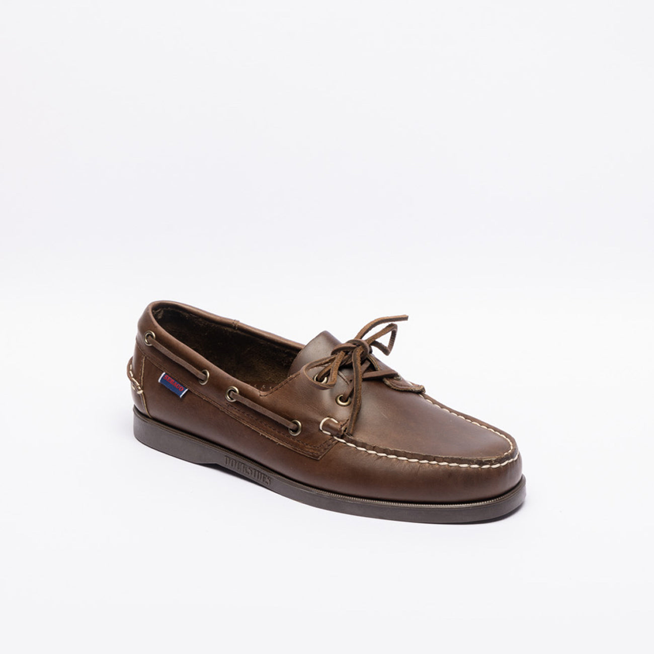 Sebago Docksides Portland boat shoes in brown leather (Dark Brown) dark sole