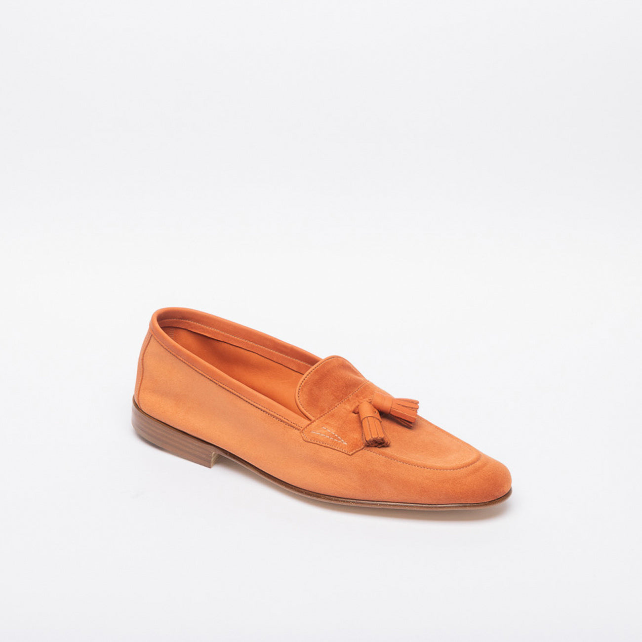Edward Green Portland tassel loafer in coral suede leather 