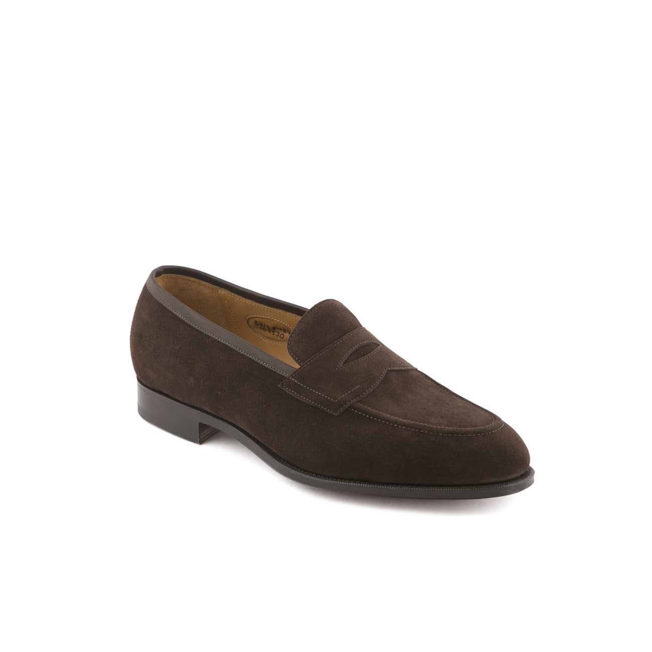 Mocassino penny loafer Edward Green Piccadilly in camoscio marrone