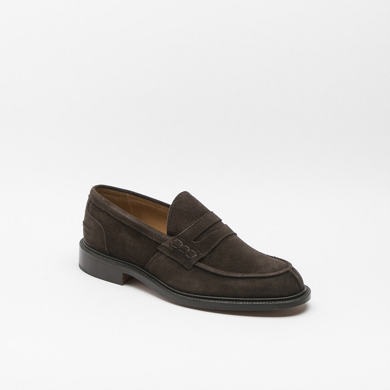Tricker's James coffee castorino suede penny loafer