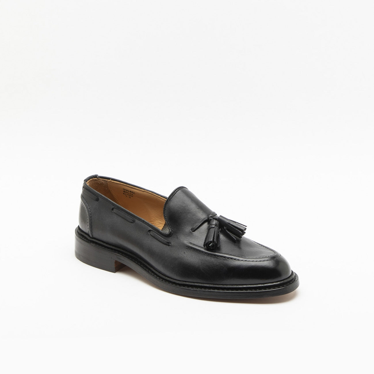 Tricker's Elton black box calf tassels loafer (leather sole)