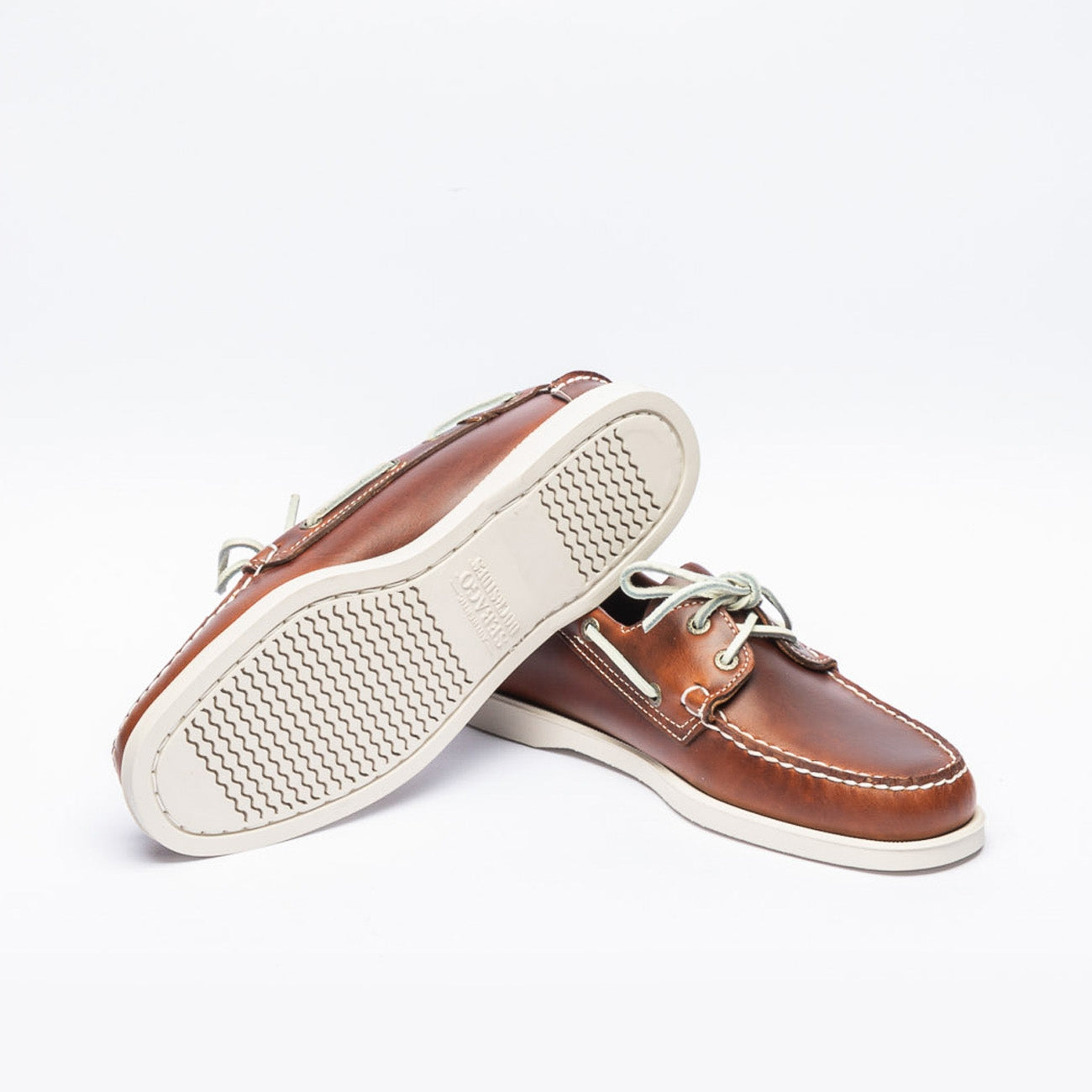 Mocassino Sebago Docksides Portland Waxed in pelle marrone e bianco Mocassino Sebago Docksides Portland Waxed in pelle marrone e bianco