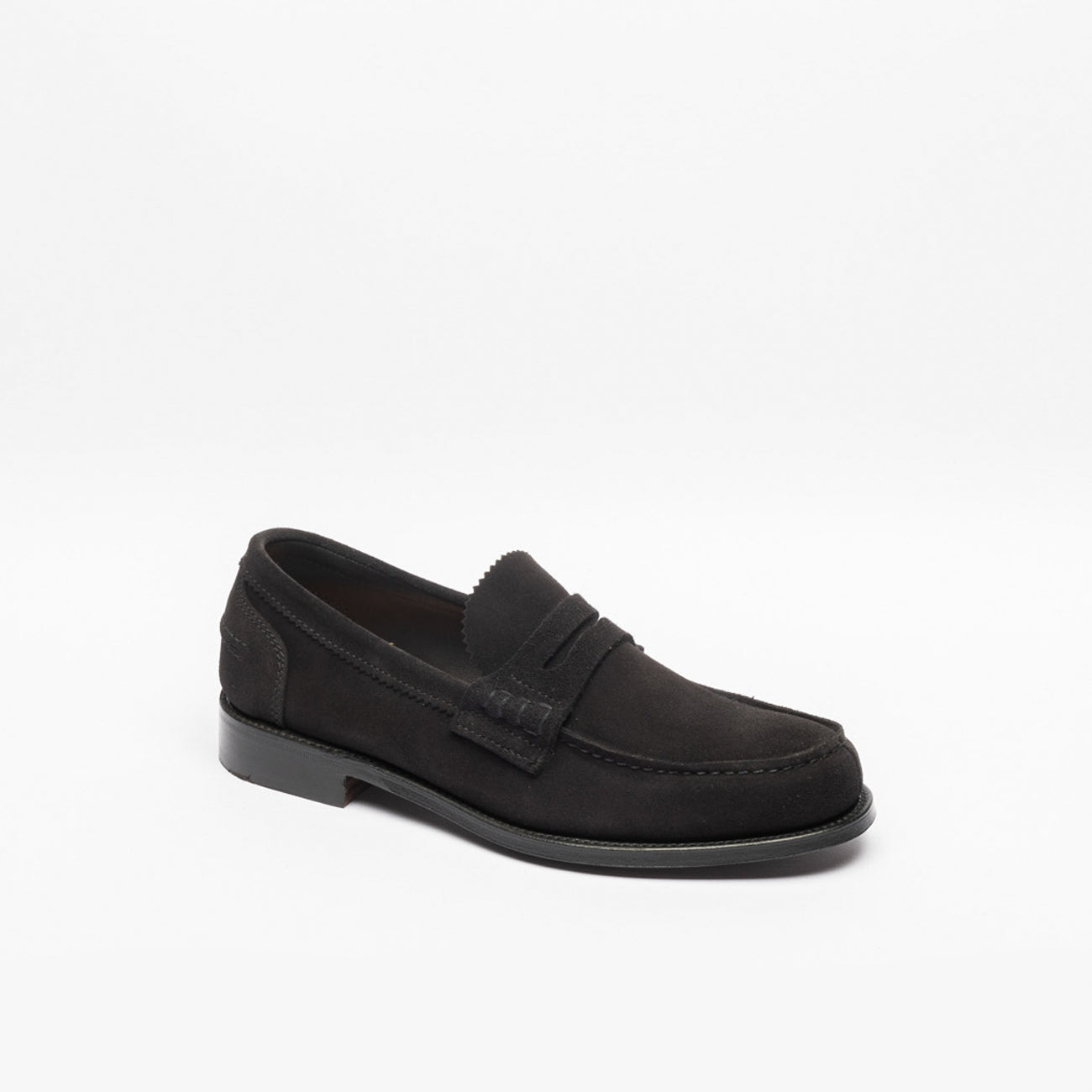 Cheaney Joseph & Sons black suede penny loafer